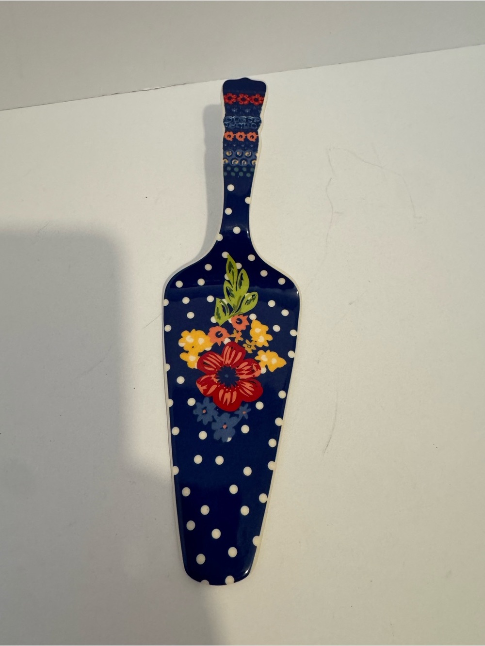 Pioneer Woman "Dazzling Dahlias" Cobalt Blue Floral Ceramic Pie Cake Server 10”